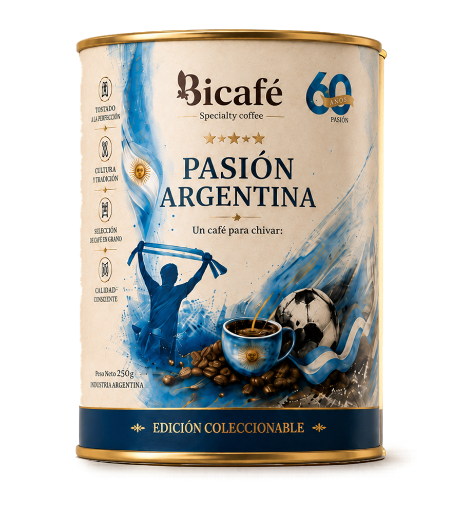 Lata Pasión Argentina · Colección Patria 2026 de Bicafé