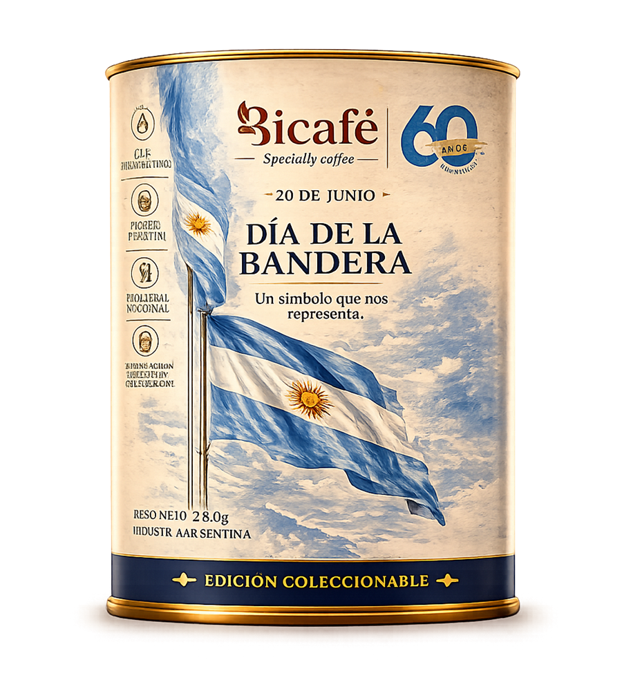 Lata Día de la Bandera · Colección Patria 2026 de Bicafé